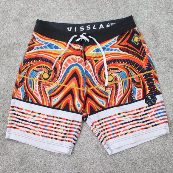 VISSLA Other - Vissla Dredges Boardshorts Mens 28 Orange & Blue Swim Trunks Drawstring Stretch